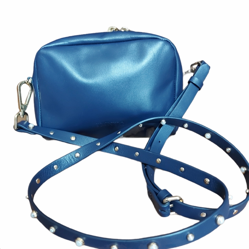 Isaac Mizrahi IMNYC mini crossbody bag in blue leather